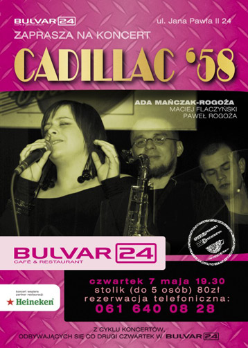 Cadillac 58 Jazz Trio plakat bulvar24, zespół jazzowy z Poznania