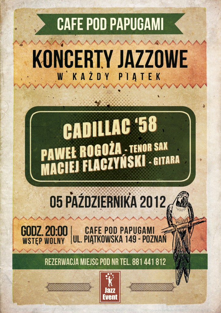 koncert jazzowy plakat pod papugami cadillac '58